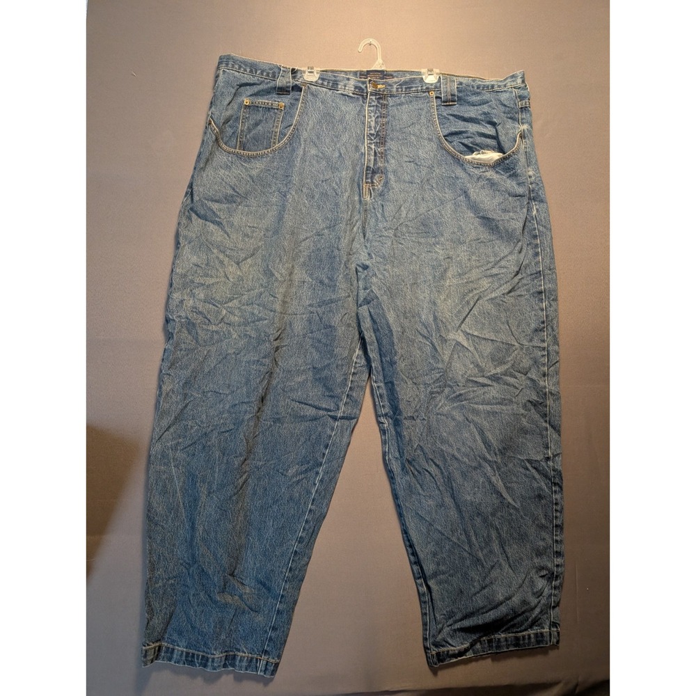 Vintage Karl Kani Jeans Mens 52 Blue Denim Cotton Logo Tapered Leg Medium Wash
